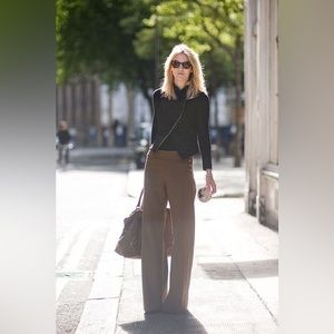 Anthropologie Elevenses Wide Leg Trousers in French Brown - 100% Cotton